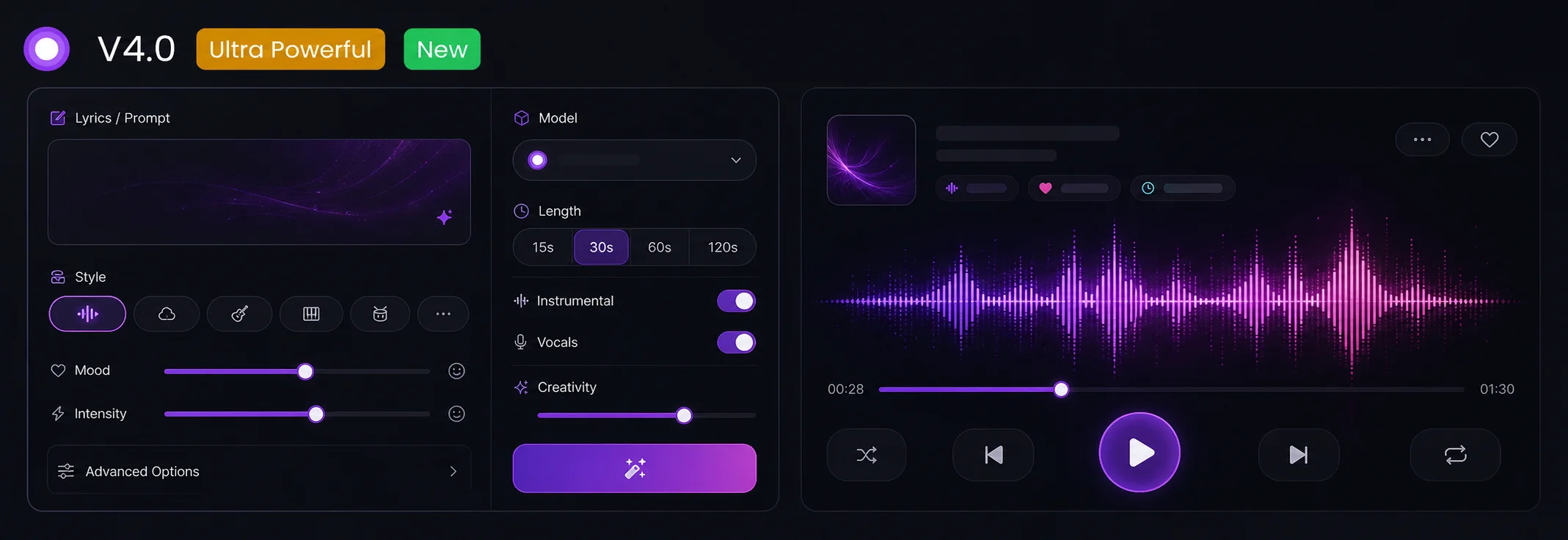 AI Song Generator app screenshot